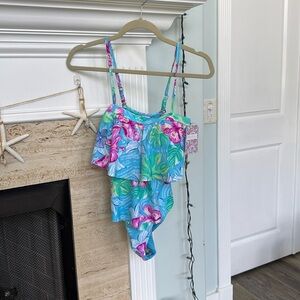 Stella Parker Women’s M Tropical, One Piece Swim Suit w/Removeable Straps